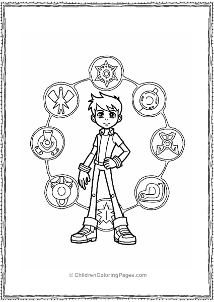 Ben 10 With Omnitrix Symbols Free PDF Printable