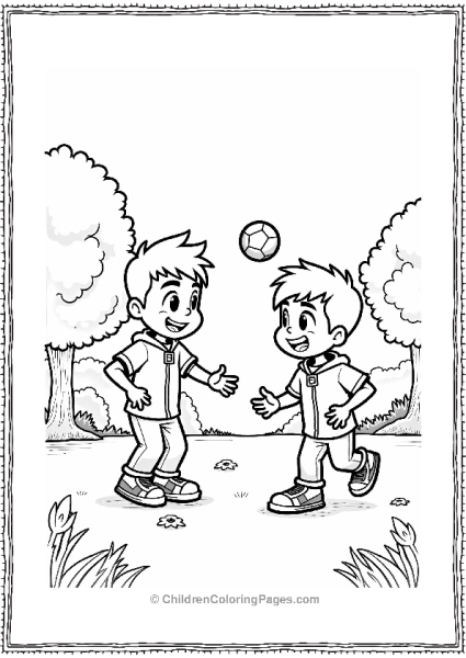 Ben And Kevin Playing Catch In The Park Free PDF Printable