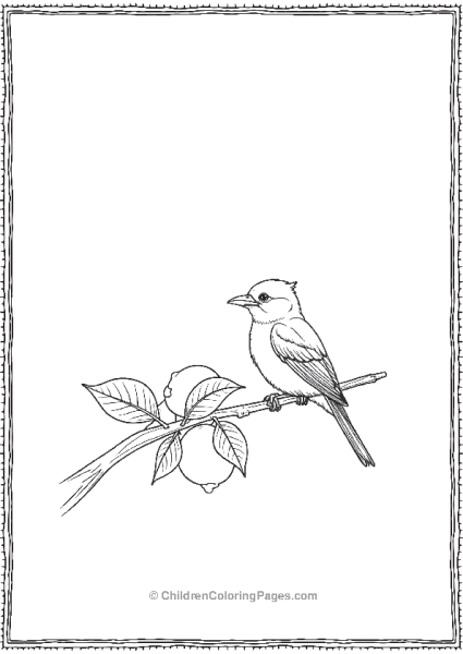 Bird Sitting On A Lemon Branch Free PDF Printable