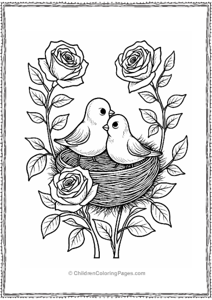 Birds Nesting In A Rosebush Free PDF Printable