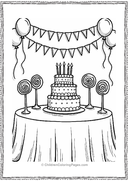 Birthday Party Table With Lollipops Free PDF Printable