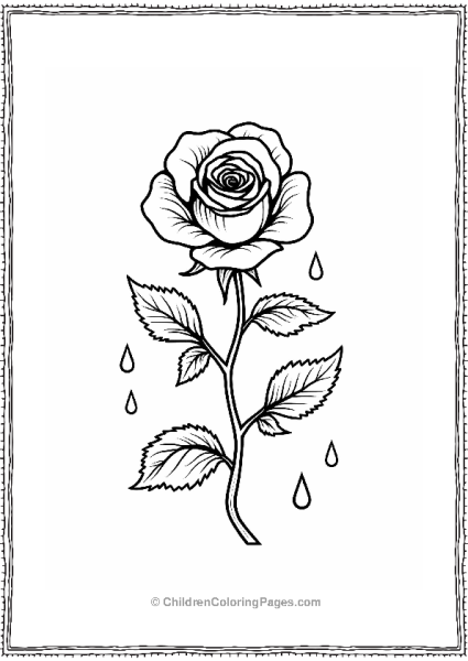 Blooming Spring Rose With Raindrops Free PDF Printable