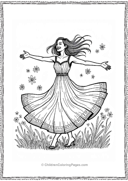 Bohemian Woman Twirling In Flowers Free PDF Printable