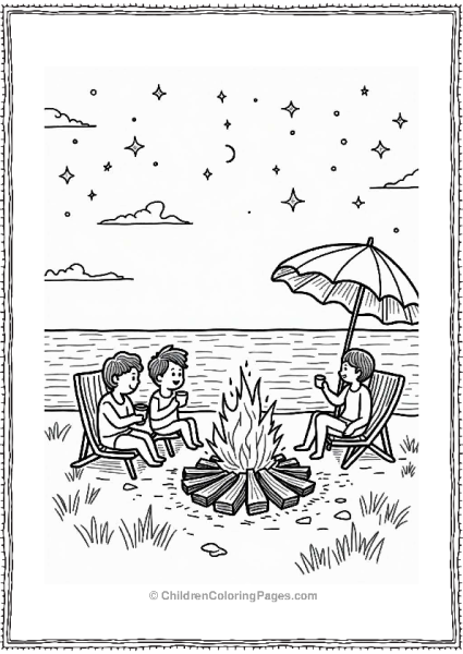 Bonfire Night With Friends At The Beach Free PDF Printable