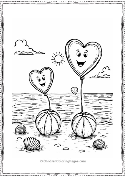 Bouncing Hearts On The Beach Free PDF Printable