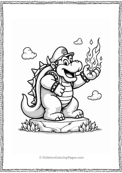 Bowser Statue Breathing Fire Free PDF Printable