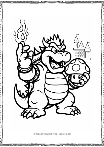 Bowser With A Mega Mushroom Free PDF Printable