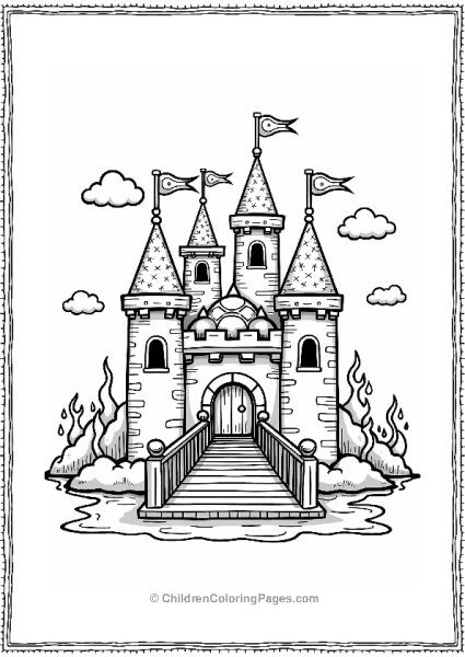 Bowser’s Castle Coloring Page Free PDF Printable