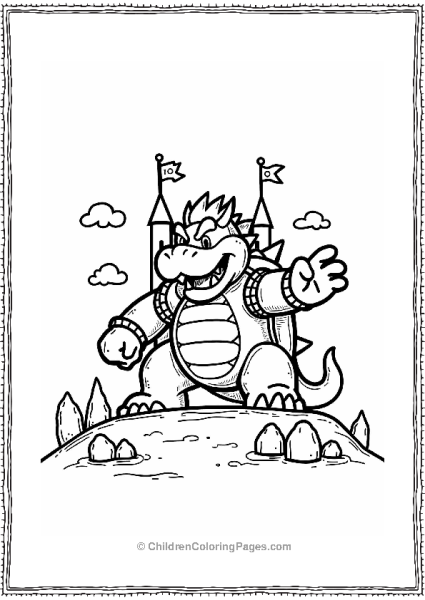 Bowser’s Castle Outline Coloring Page Free PDF Printable