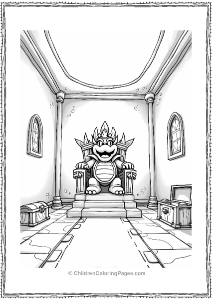 Bowser’s Throne Room Coloring Page Free PDF Printable