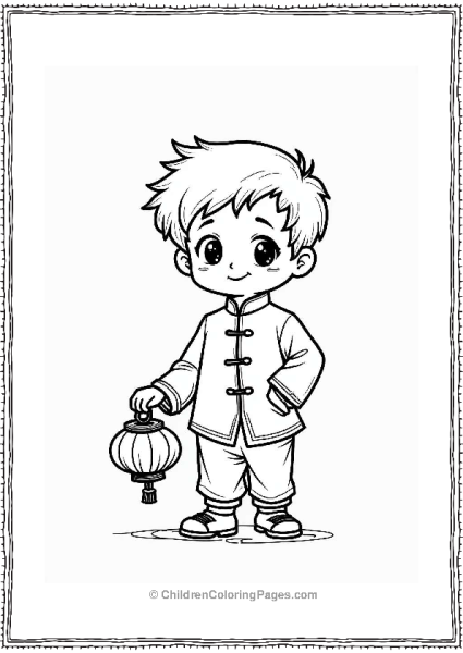 Boy In Chinese Tang Suit Dress With Lantern Free PDF Printable