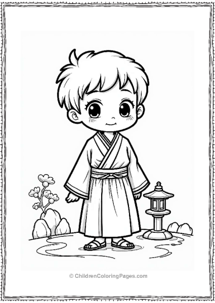 Boy In Traditional Hakama Dress By Lantern Free PDF Printable