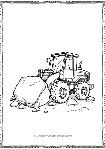 Bulldozer Breaking Apart A Large Boulder Free PDF Printable