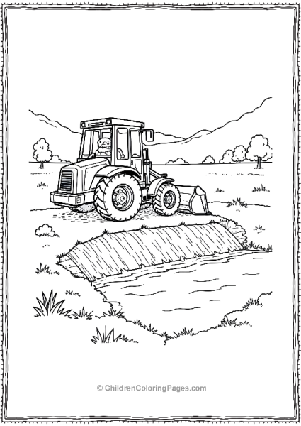 Bulldozer Building A Dam Free PDF Printable