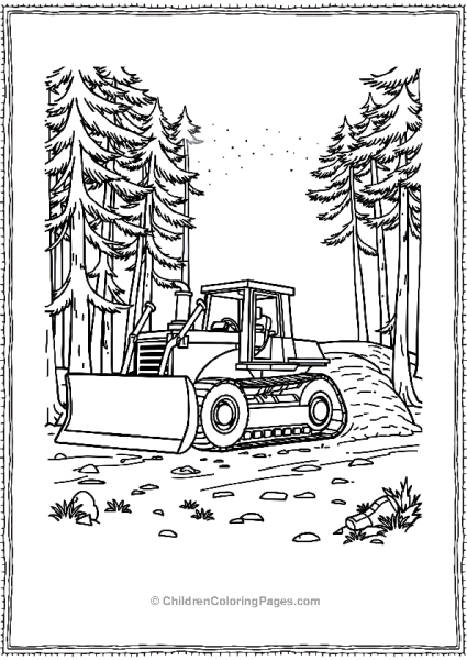 Bulldozer Building A Firebreak In Wooded Arear Free PDF Printable