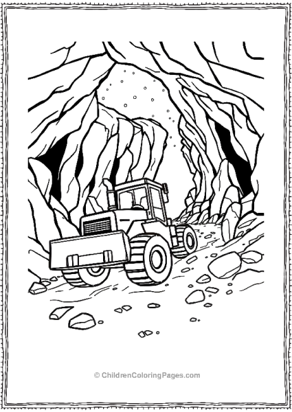 Bulldozer Carving Out A Path In Glowing Cave Free PDF Printable