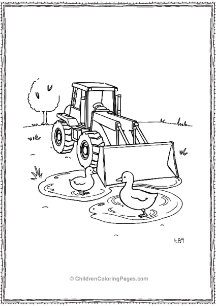 Bulldozer Clearing A Mud Puddle Free PDF Printable