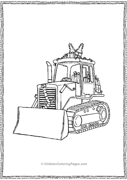 Bulldozer Decorated For Christmas Free PDF Printable