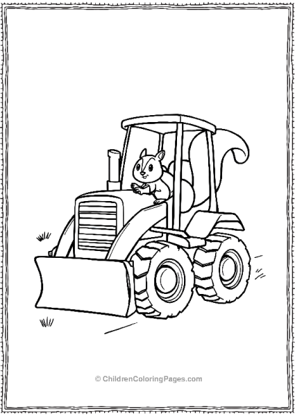 Bulldozer Giving Ride To Squirrel Free PDF Printable