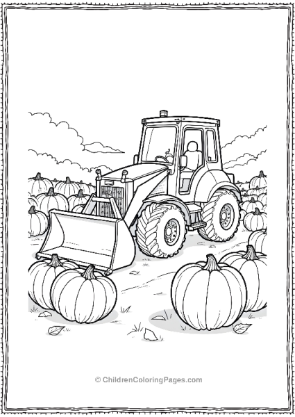 Bulldozer Helping Harvest Pumpkin Free PDF Printable