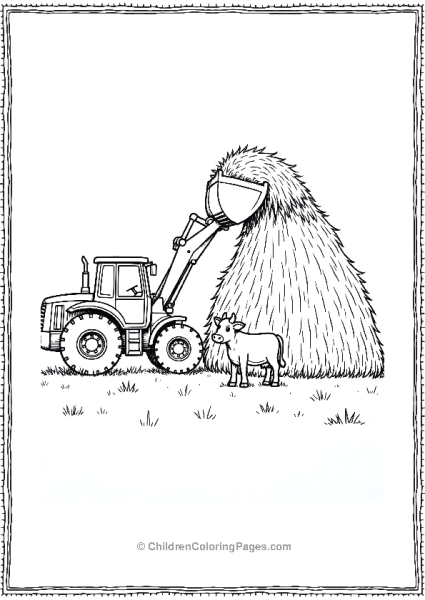 Bulldozer Lifting A Giant Hay Stack Free PDF Printable