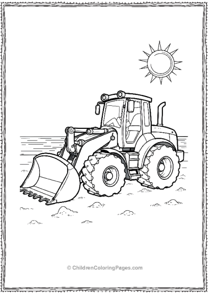 Bulldozer Parked At A Beach Free PDF Printable