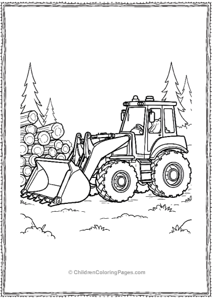 Bulldozer Parked At A Lumberyard Free PDF Printable