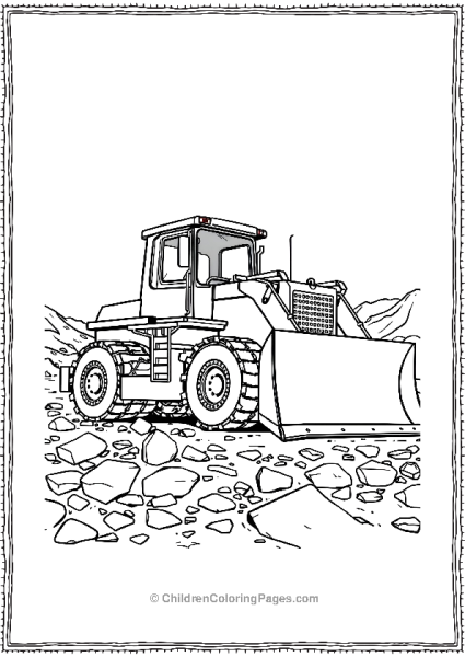 Bulldozer Parked On A Rocky Terrain Free PDF Printable