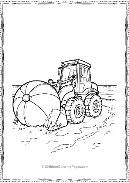 Bulldozer Pushing A Giant Beach Ball Free PDF Printable