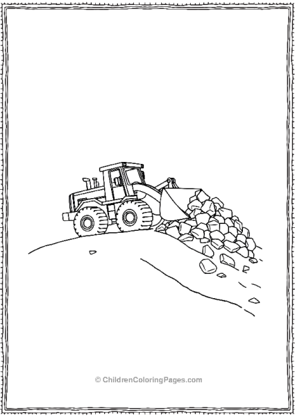 Bulldozer Pushing A Pile Of Rocks Down A Hill Free PDF Printable