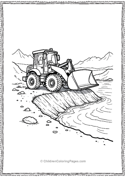 Bulldozer Reshaping A River Bank Free PDF Printable