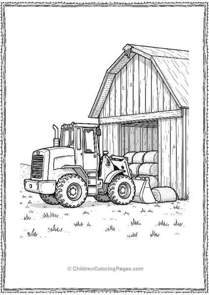 Bulldozer Stacking Hay Bales Free PDF Printable