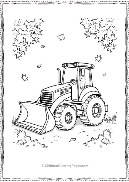 Bulldozer Surrounding By Autumn Leaves Free PDF Printable