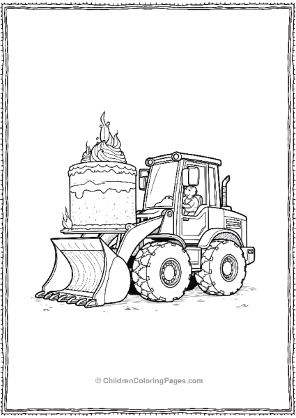 Bulldozer With A Giant Cake Free PDF Printable