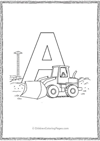 Bulldozer With A Giant Letter A Free PDF Printable