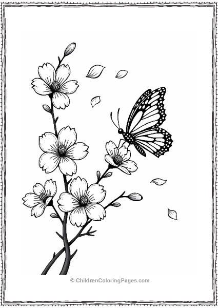 Butterfly Among Cherry Blossoms Free PDF Printable