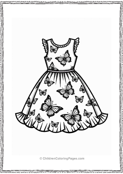 Butterfly Print Dress For Kids Free PDF Printable