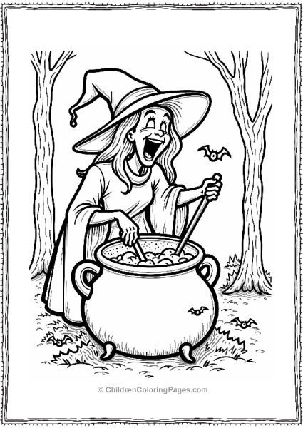 Cackling Witch With Cauldron Free PDF Printable