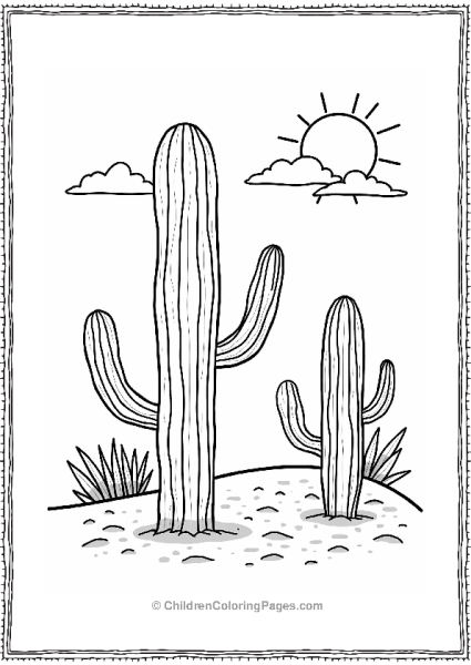 Cacti In A Desert Landscape Free PDF Printable