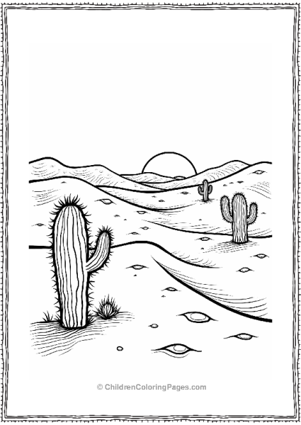 Cacti In Sandy Dunes At Sunset Free PDF Printable