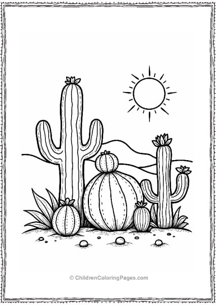 Cacti Sharing Stories In The Desert Free PDF Printable