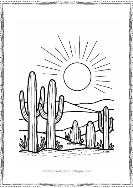 Cacti Silhouette At Desert Sunset Free PDF Printable