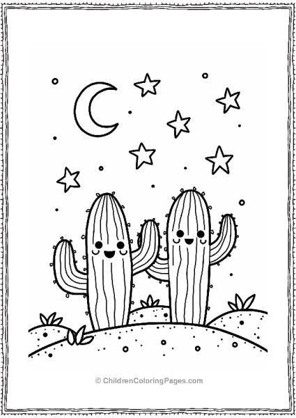 Cacti Under A Starry Night Sky Free PDF Printable