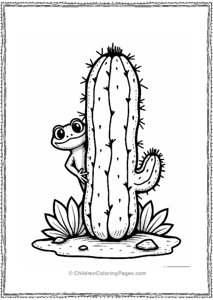 Cactus And Curious Gecko Free PDF Printable