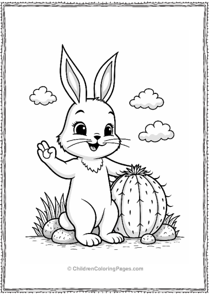 Cactus And Desert Rabbit Free PDF Printable