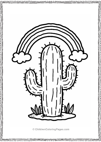 Cactus And Rainbow Scene Free PDF Printable