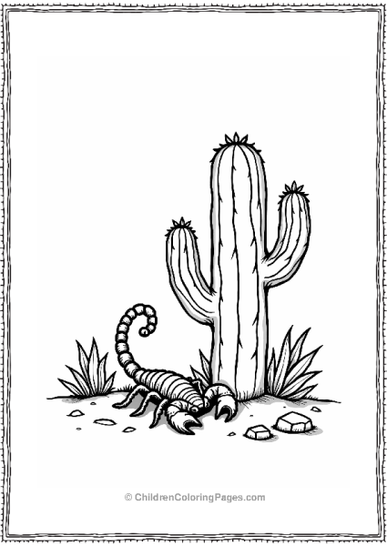 Cactus And Scorpion In The Desert Free PDF Printable