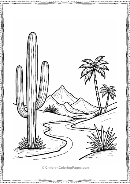 Cactus At A Desert Oasis Free PDF Printable