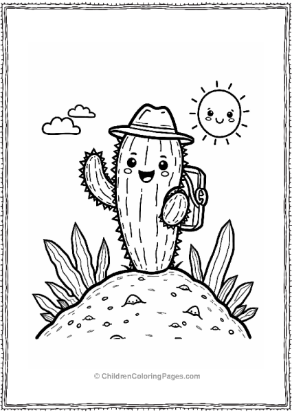 Cactus Explorer On A Sunny Hill Free PDF Printable