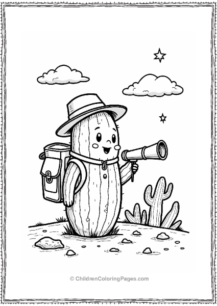 Cactus Explorer Under A Starry Sky Free PDF Printable